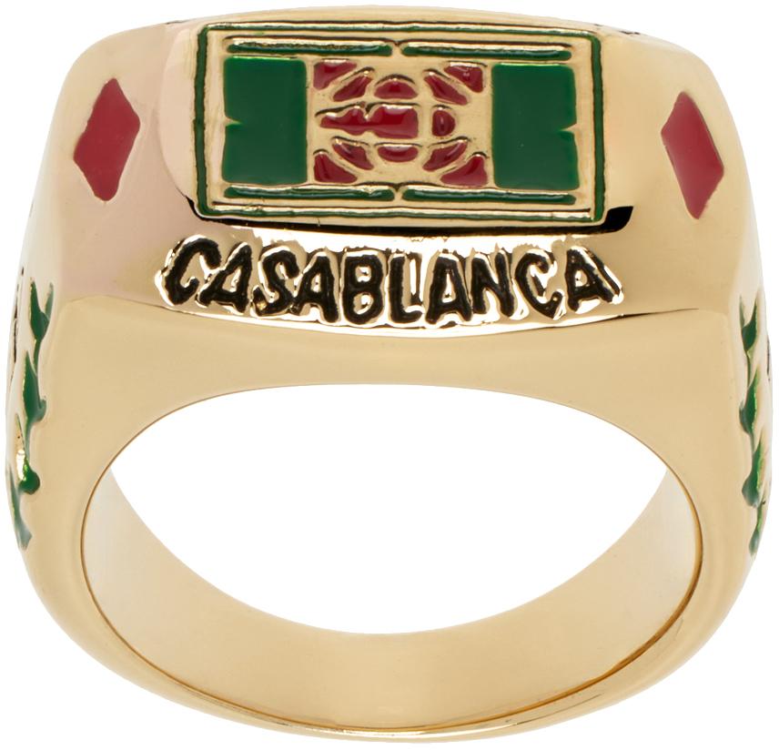 関税込☆*CASABLANCA*ローレル×ロゴ メダリオン リング メンズ CASABLANCA リング | オンラインセールは最大26%オフ | Lyst