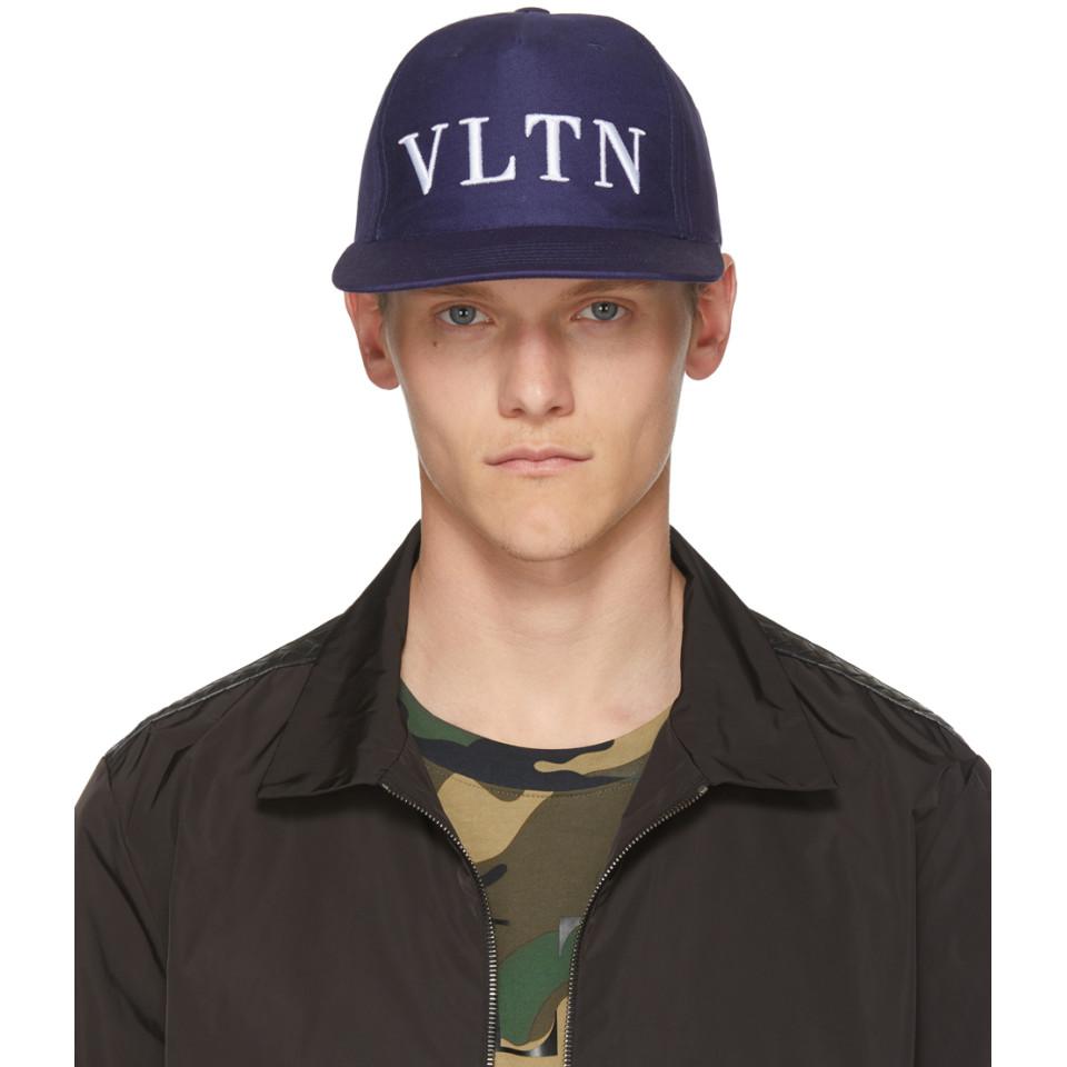 Valentino Leather Blue Garavani Vltn Cap for Men Lyst