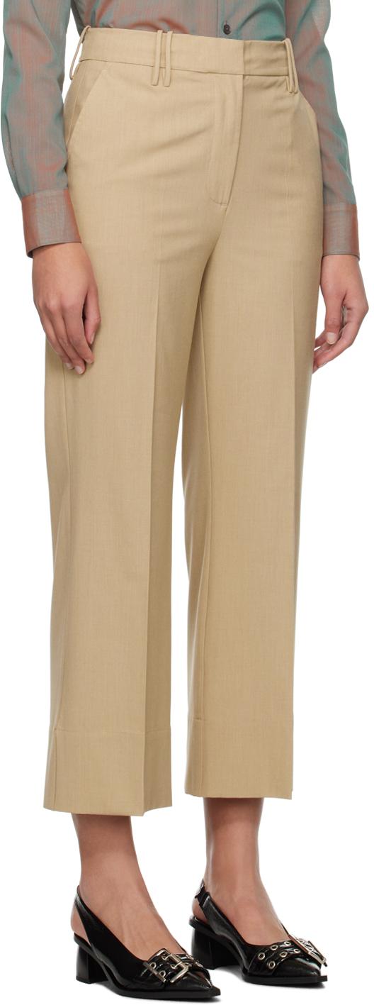 Beige cropped pants best sale