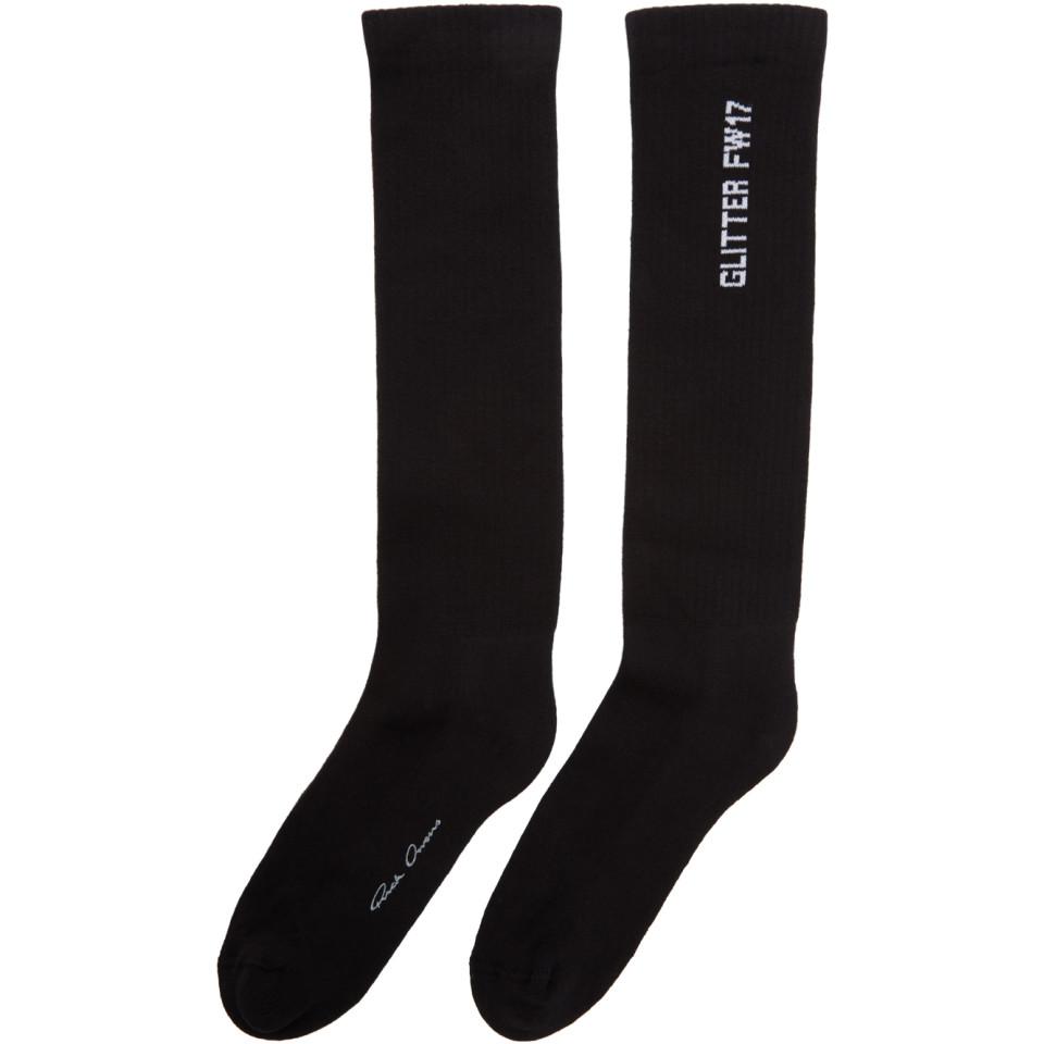 Rick Owens Cotton Black Glitter Socks for Men - Lyst