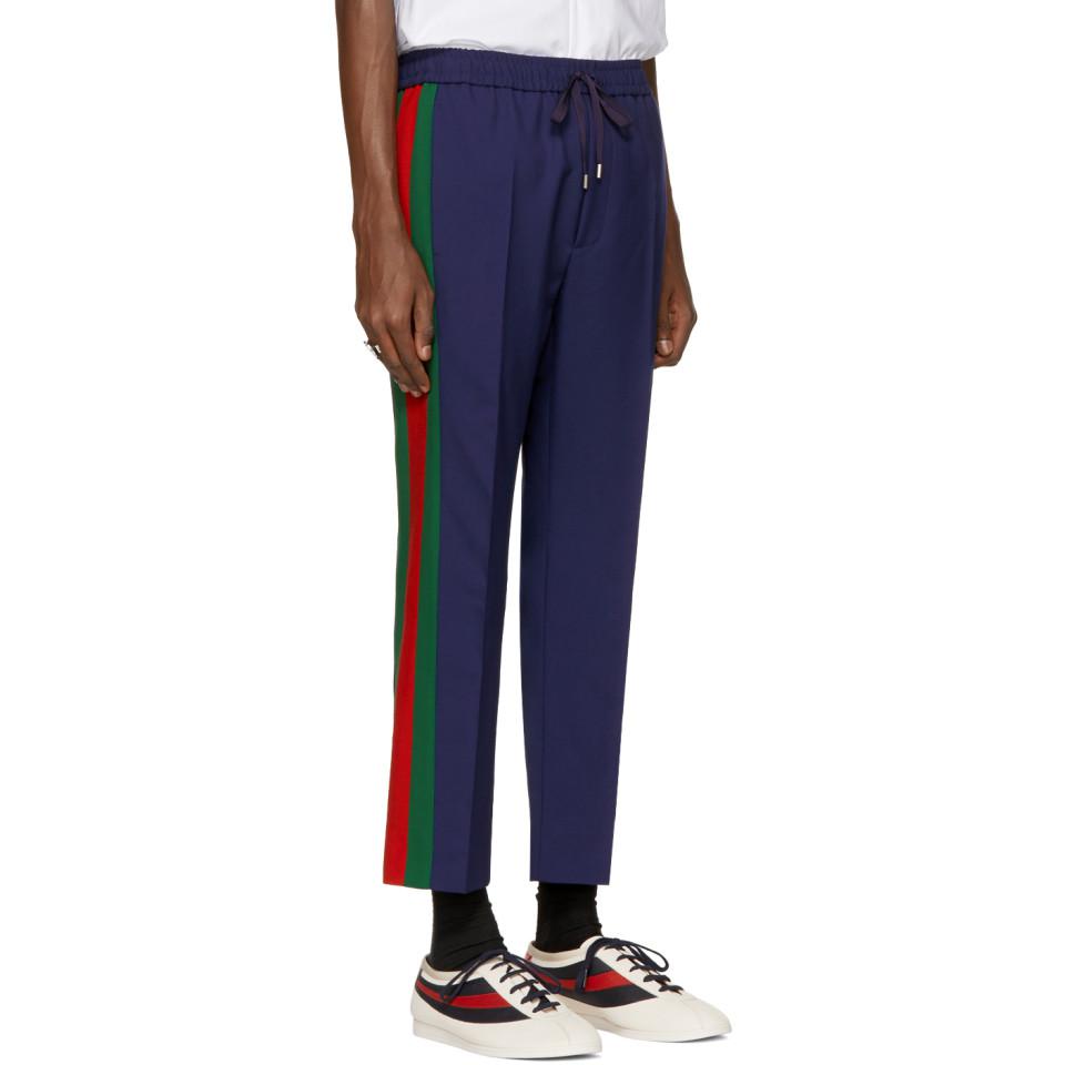 Gucci Navy Wool Cropped Trousers in 