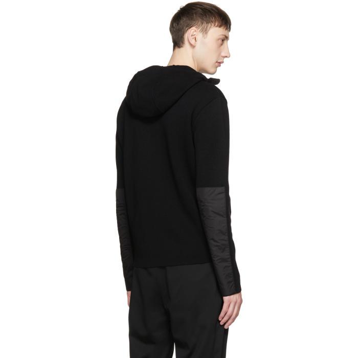 Prada Black Wool And Nylon Details Zip Hoodie for Men | Lyst