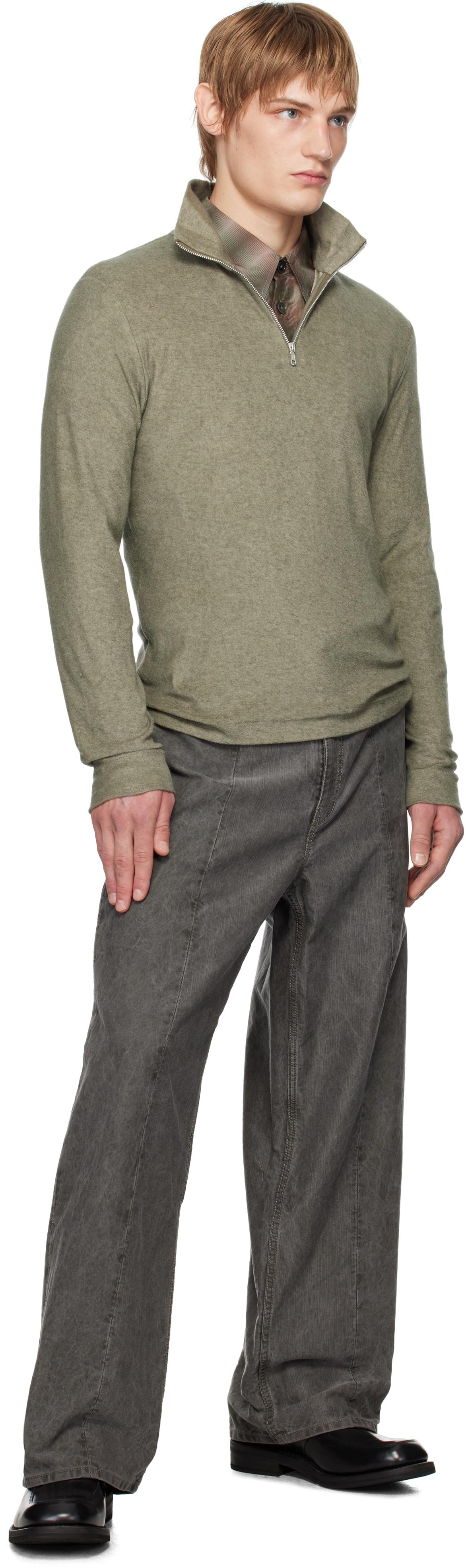OUR LEGACY: Khaki Delicate Funnel Sweater | SSENSE