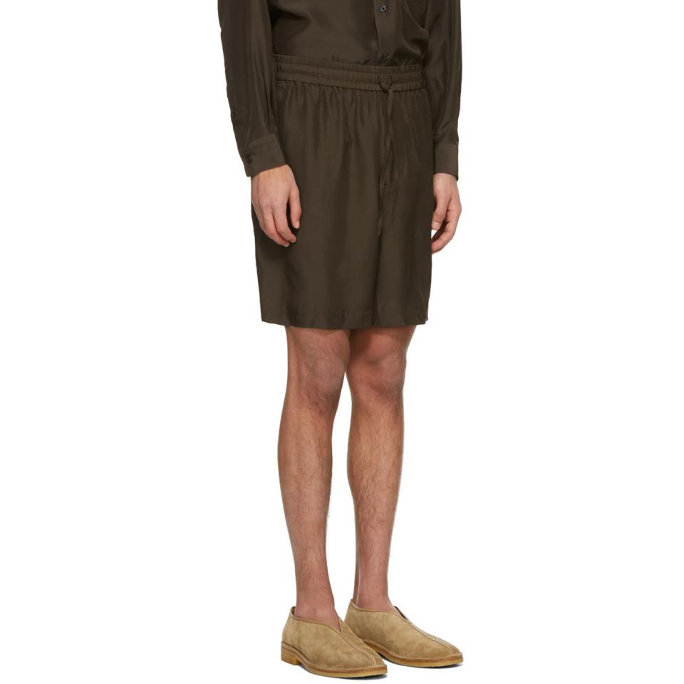 AURALEE Brown Light Silk Shorts for Men - Lyst