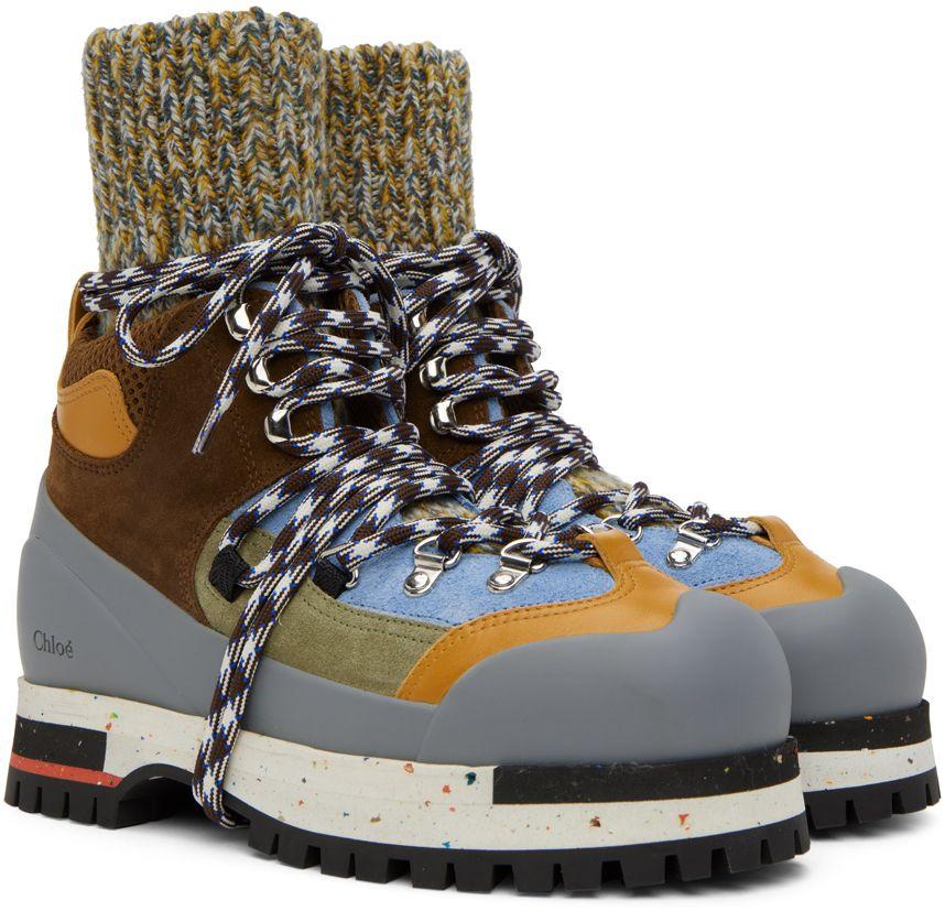 【関税込み】Chloe マルチカラー Nikie ブーツ chloe-99L-Blue-Brown-1-