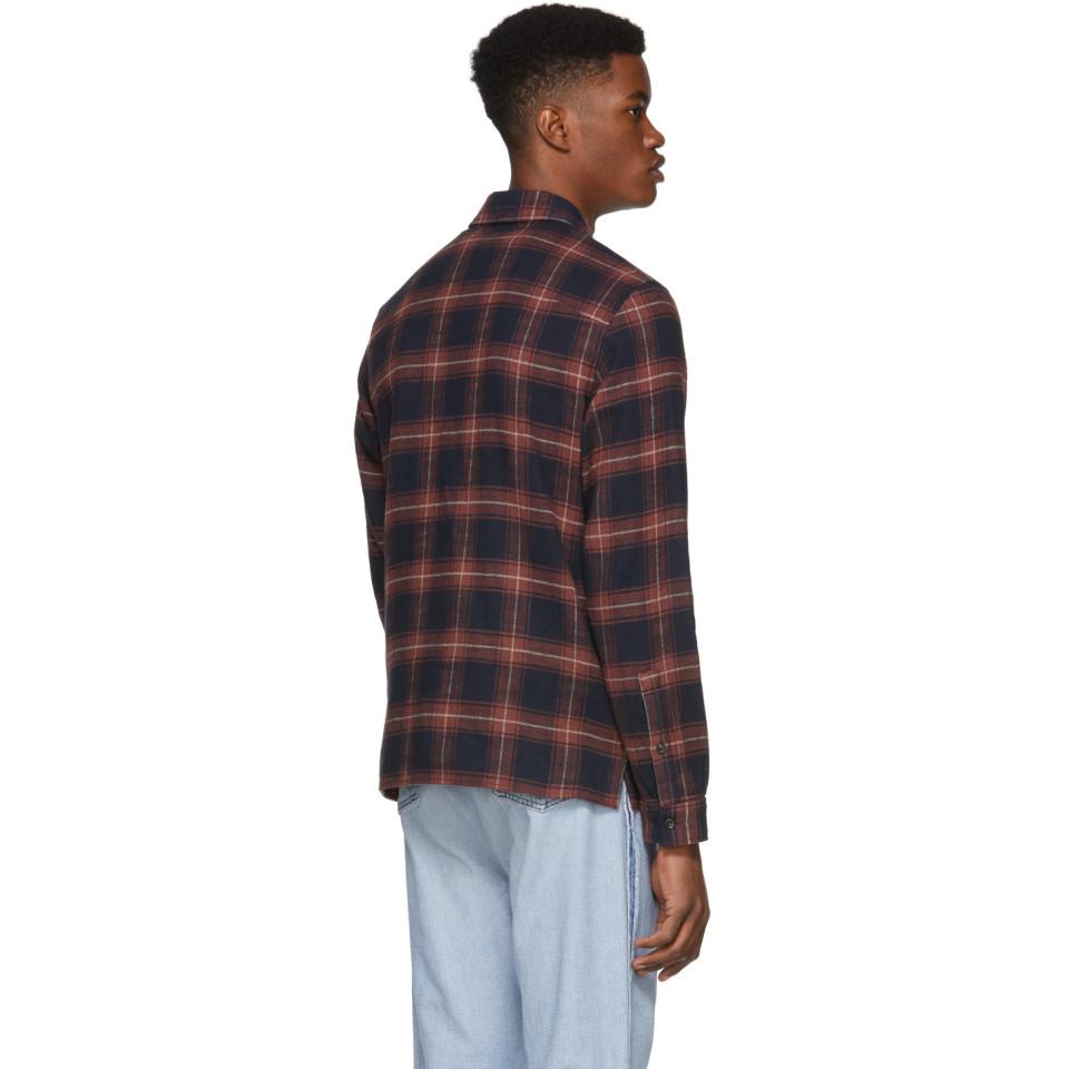 Download John Elliott Cotton Red And Black Check Straight Hem Shirt ...