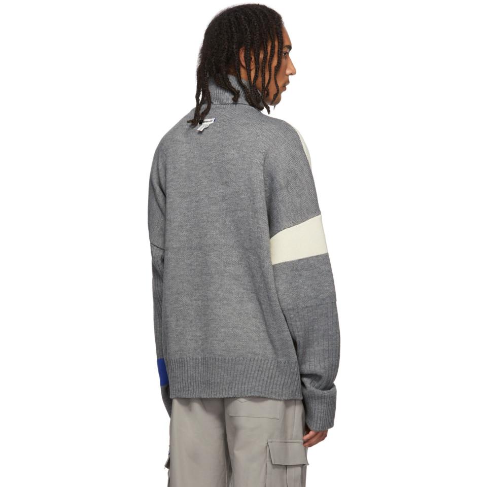 ADER error Synthetic Intarsia Knit Sweater In Grey in Gray for Men 