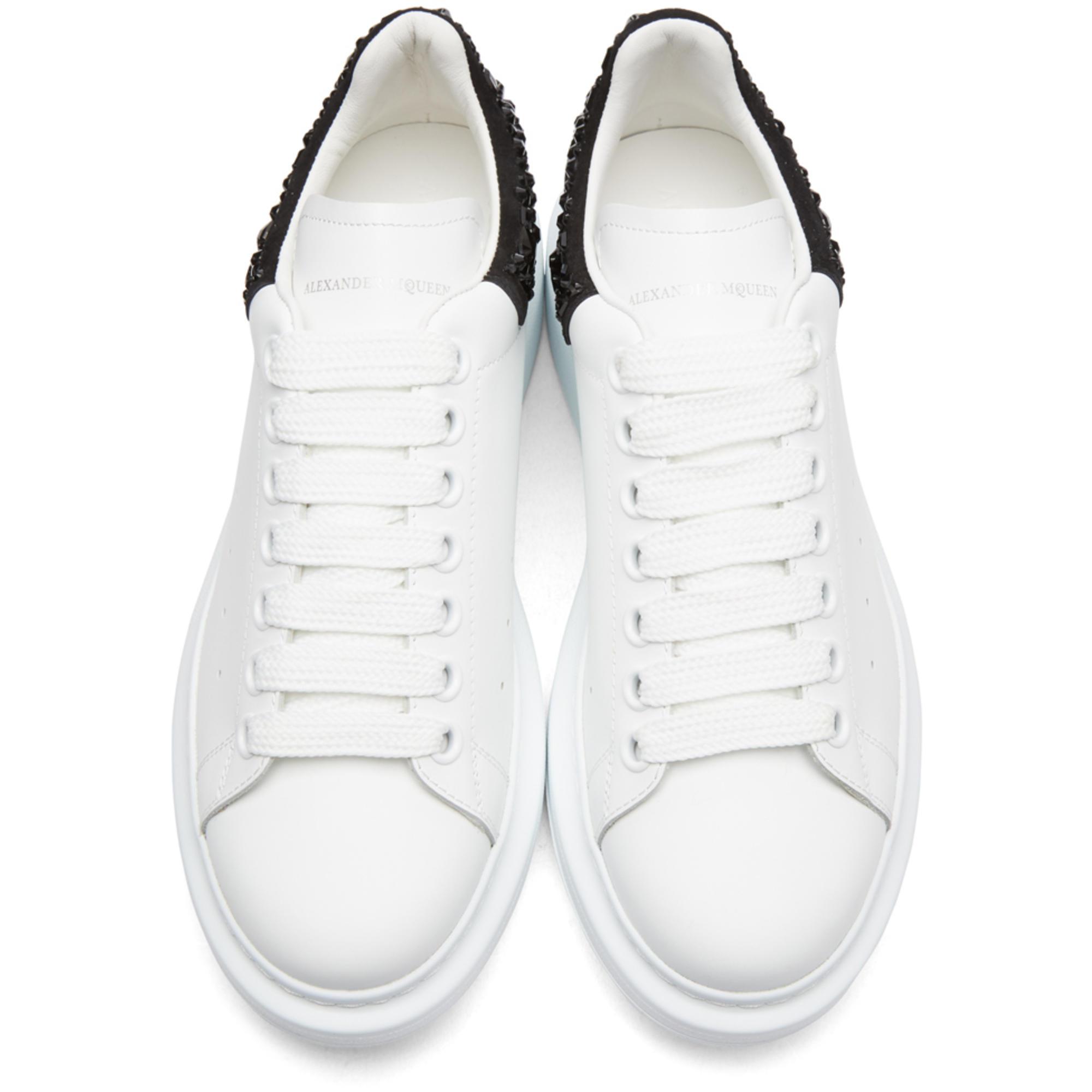 Alexander McQueen White & Black Glitter Oversized Sneakers | Lyst