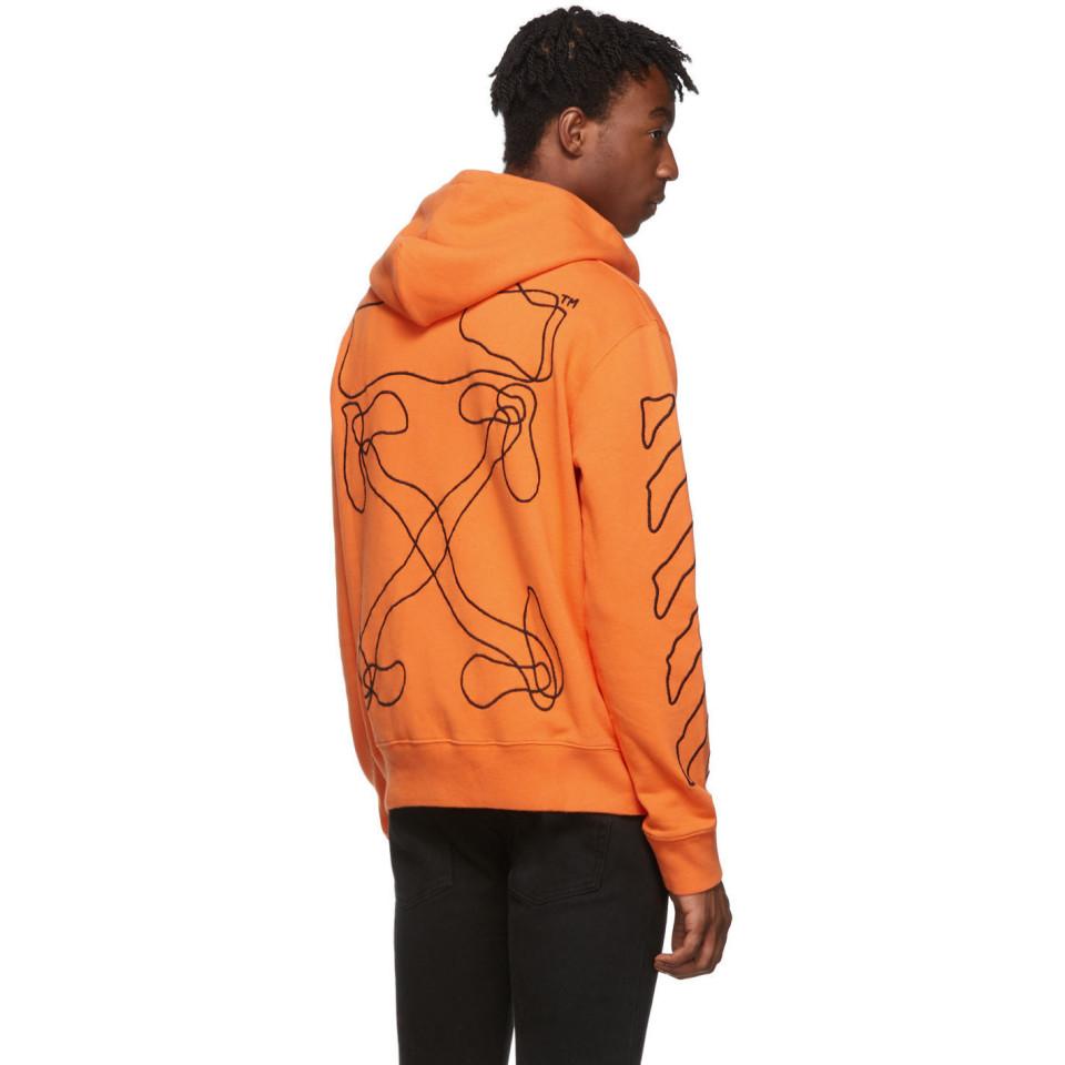 Off-White logo-embossed drawstring hoodie - Orange