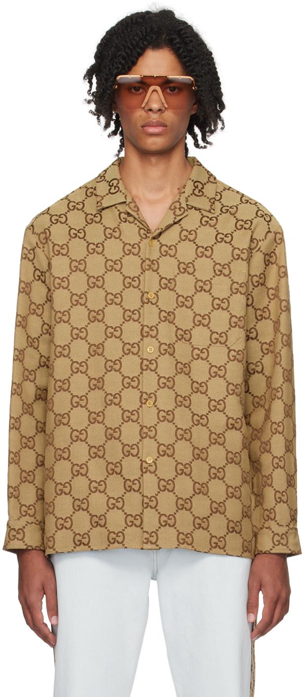 Gucci Brown Maxi gg Shirt for Men Lyst UK