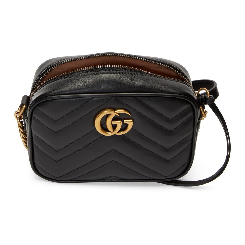 Gucci Leather Black Mini GG Marmont 2.0 Camera Bag - Lyst