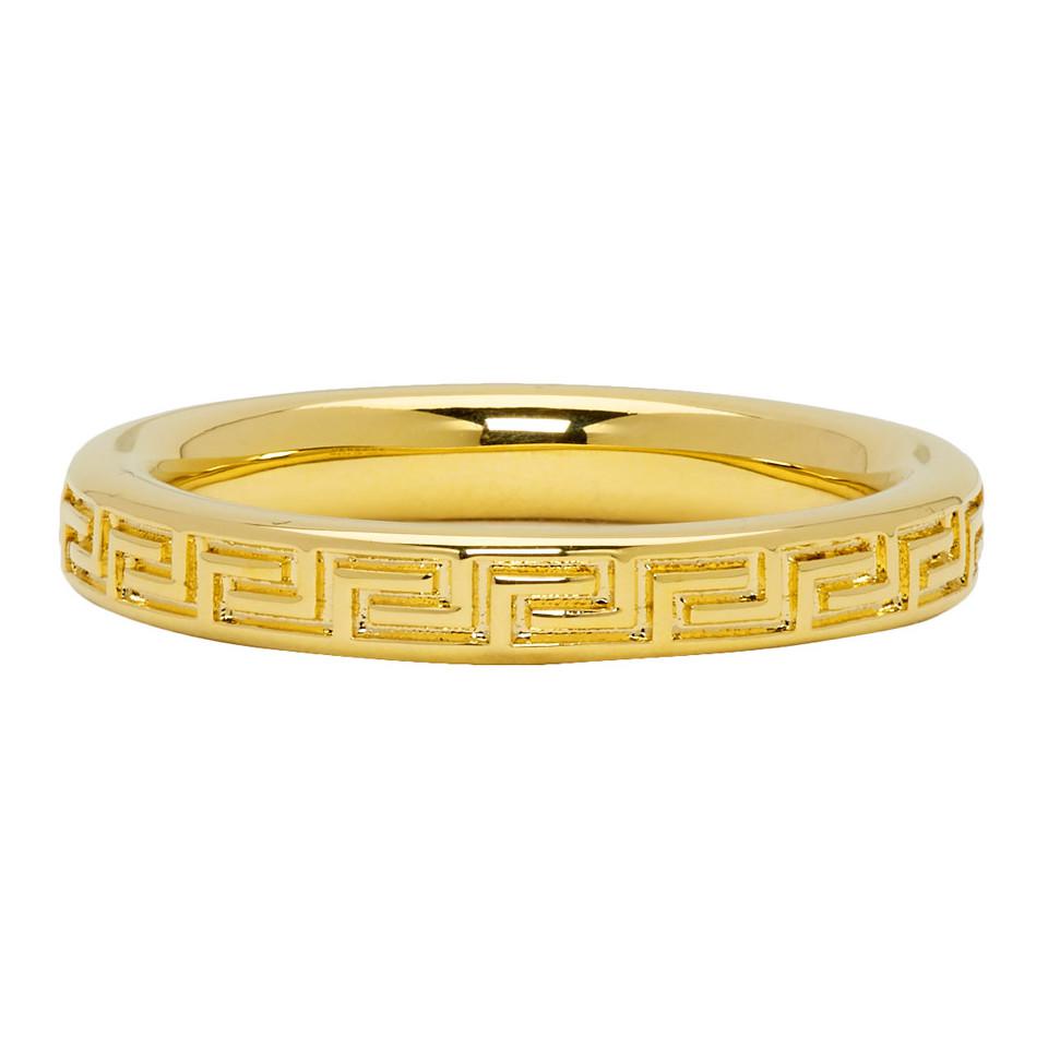 Versace Gold Greek Key Ring in Metallic for Men Lyst