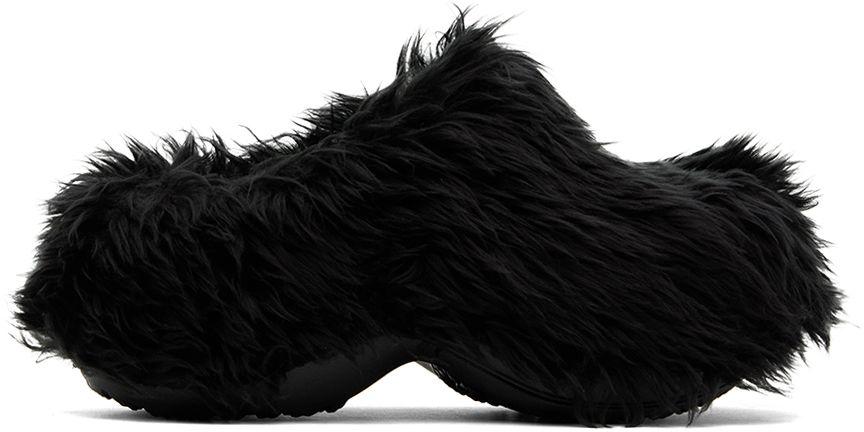 Balenciaga Crocs Faux Fur Eva Clogs in Black for Men | Lyst