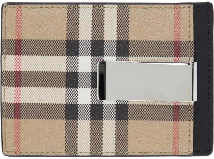 Burberry メンズ ブラック チェック マネークリップ カードケース 財布  
