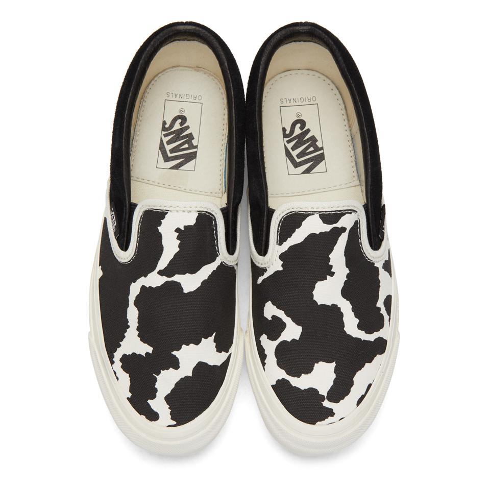 Vans Suede Black And White Cow Og Classic Slip-on Sneakers for Men - Lyst