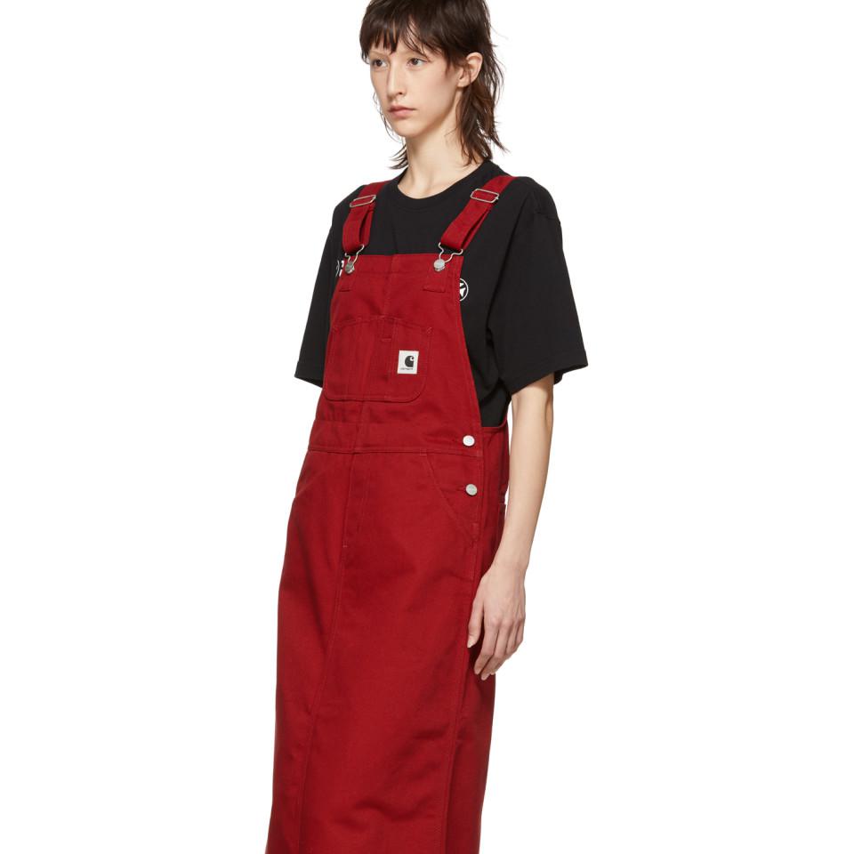 Carhartt WIP Red Bib Long Skirt Dress | Lyst Australia