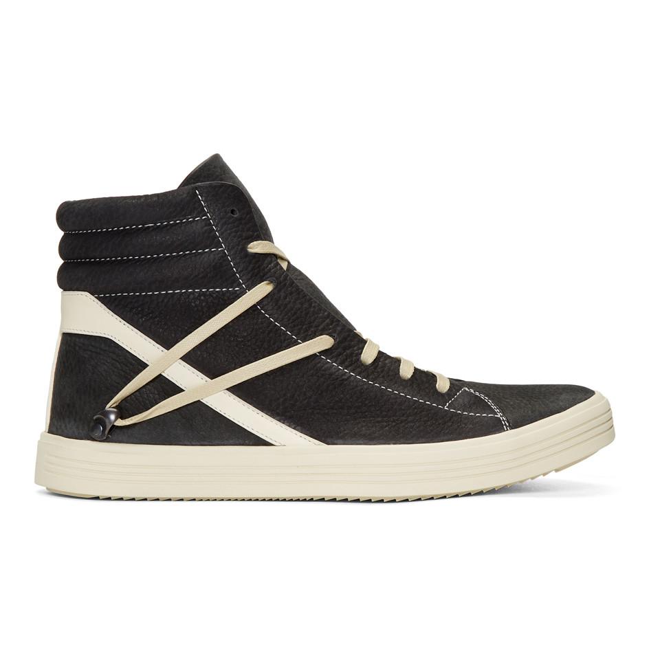 Rick Owens Leather Black & Off-white Geobasket High-top for Men