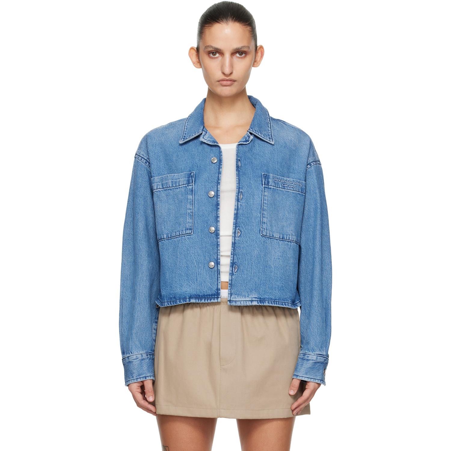Alexander Wang ブルー クロップド 長袖 デニムシャツ alexanderwang 