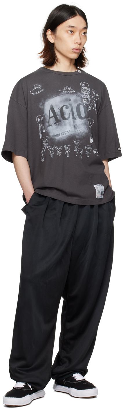 Maison Mihara Yasuhiro メンズ ブラック グレー Acid Tシャツ Tシャツ
