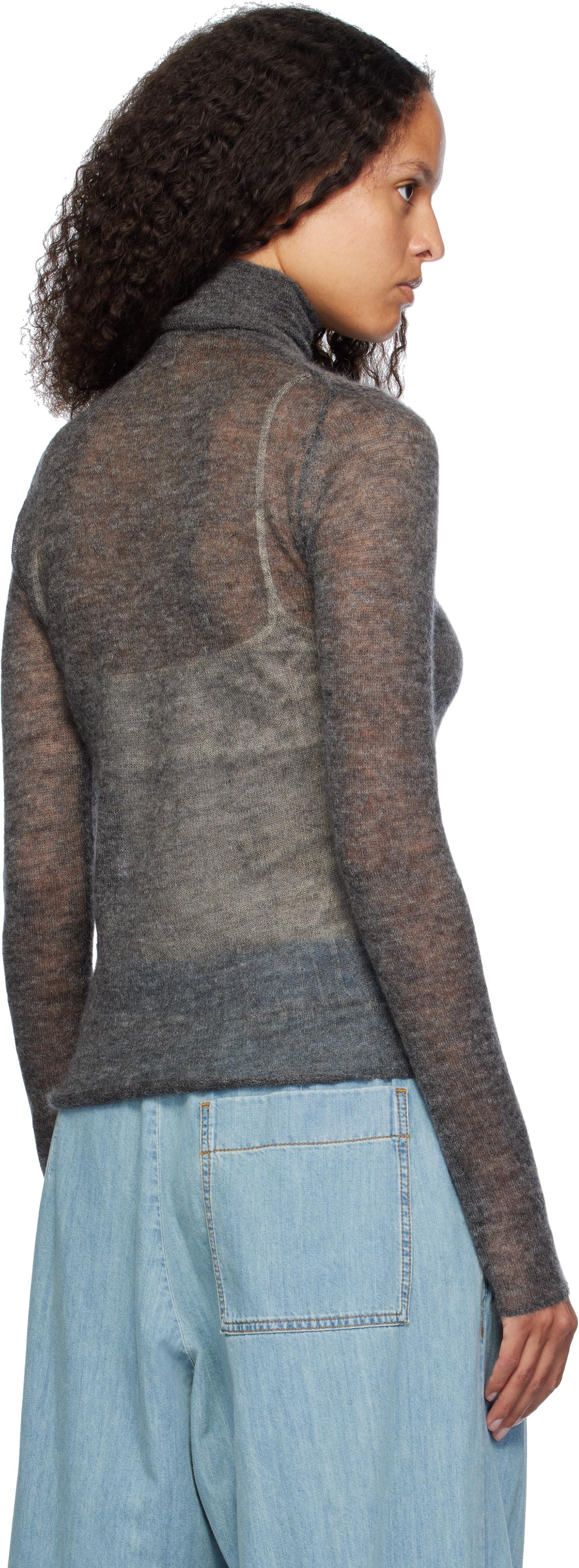 AURALEE レディース ブラック グレー キッドモヘア シア ニット  