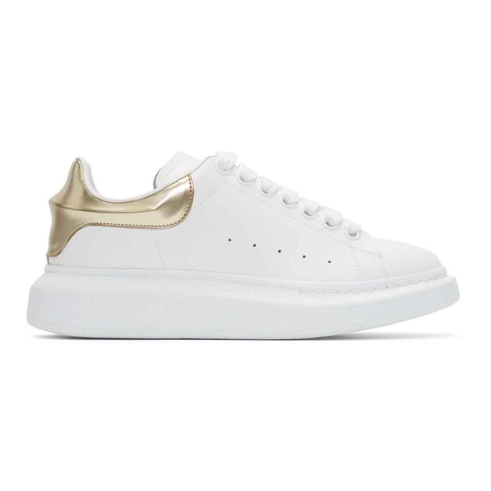 for Men Save 2% Alexander McQueen 45mm Leather Sneakers in White/Silver Mens Shoes Trainers Low-top trainers White 