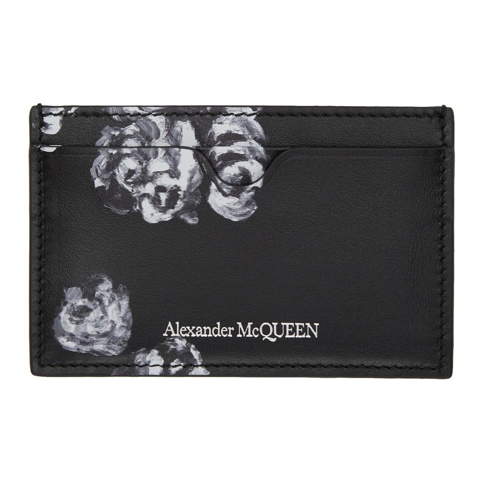 Alexander McQueen Black Roses And Skull Card Holder for Men | Lyst