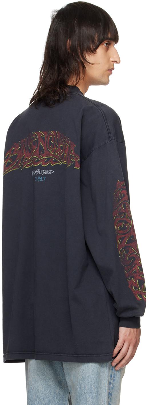 Balenciaga メンズ ブルー Offshore 長袖tシャツ Tシャツ Balenciaga メンズ ブルー Offshore 長袖tシャツ Tシャツ