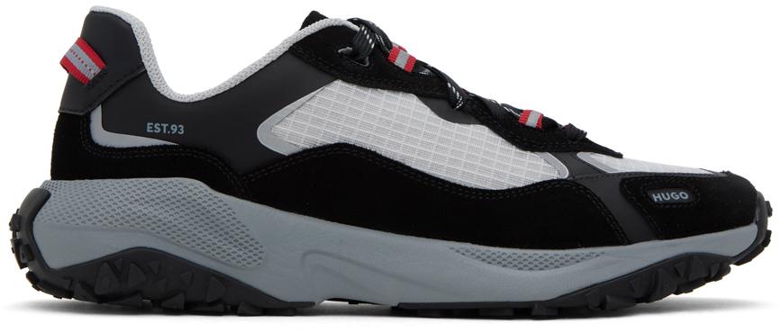 HUGO Gray Black Mixed material Ripstop Mesh Sneakers for Men Lyst
