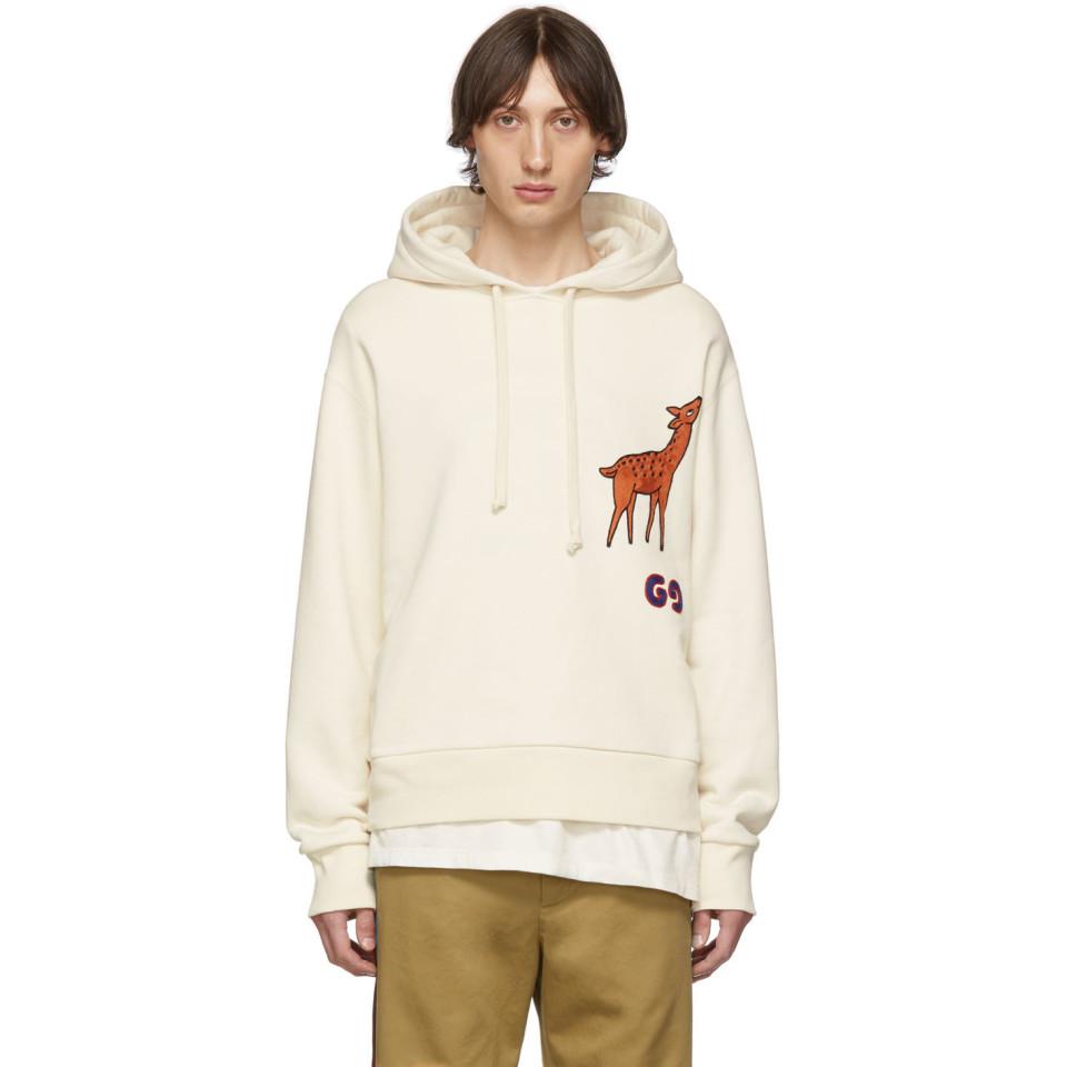 Gucci Off-white GG Deer Hoodie for Men | Lyst