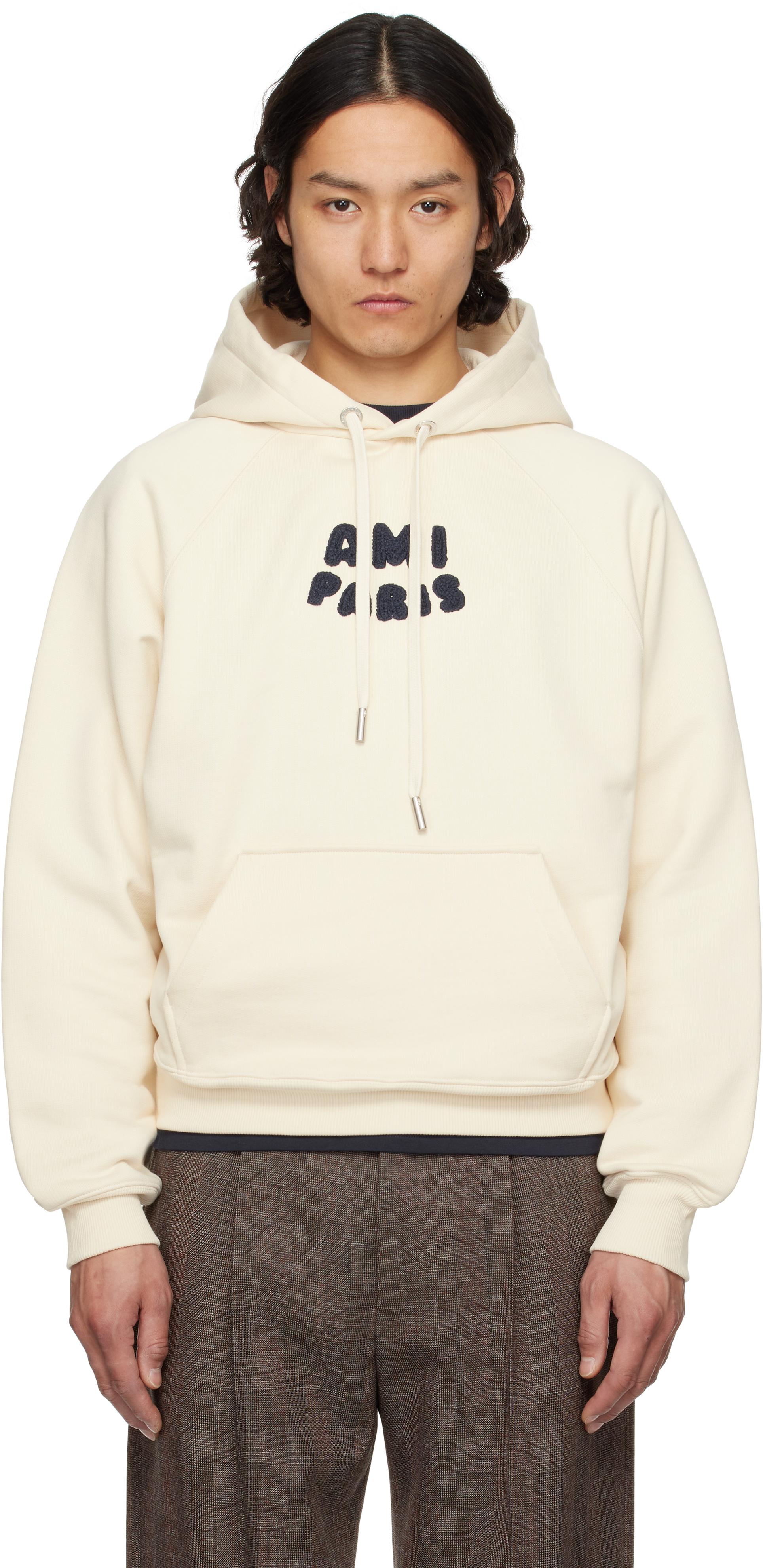 ★AMI PARIS★coton patch hoodie★大人気★ Navy Cotton 'Ami Paris' Patch Hoodie by AMI Paris on Sale