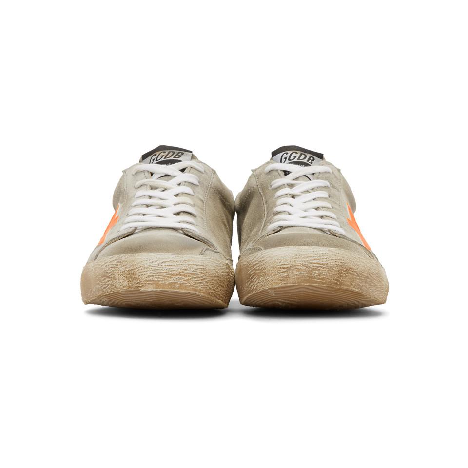 Golden Goose Grey And Orange Superstar Sneakers in Gray for Men | Lyst