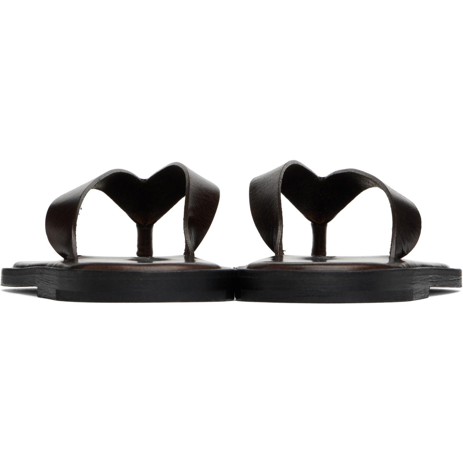 AURALEE Leather Tong Flip-Flops in Black | Lyst