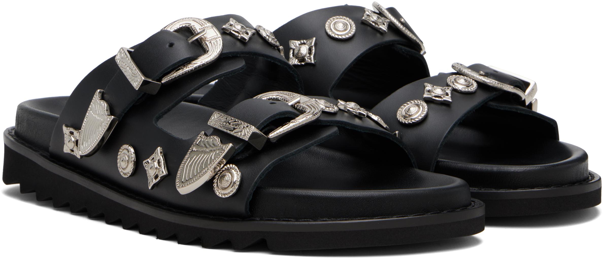 美品TOGA VIRILIS ブラック レザーサンダル 中古・古着通販】TOGA VIRILIS (トーガ ビリリース) メタルデザイン