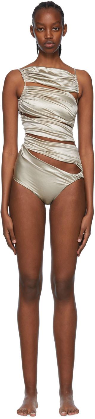 Isa Boulder Synthetic Appleskin One piece Swimsuit In Silver Metallic 