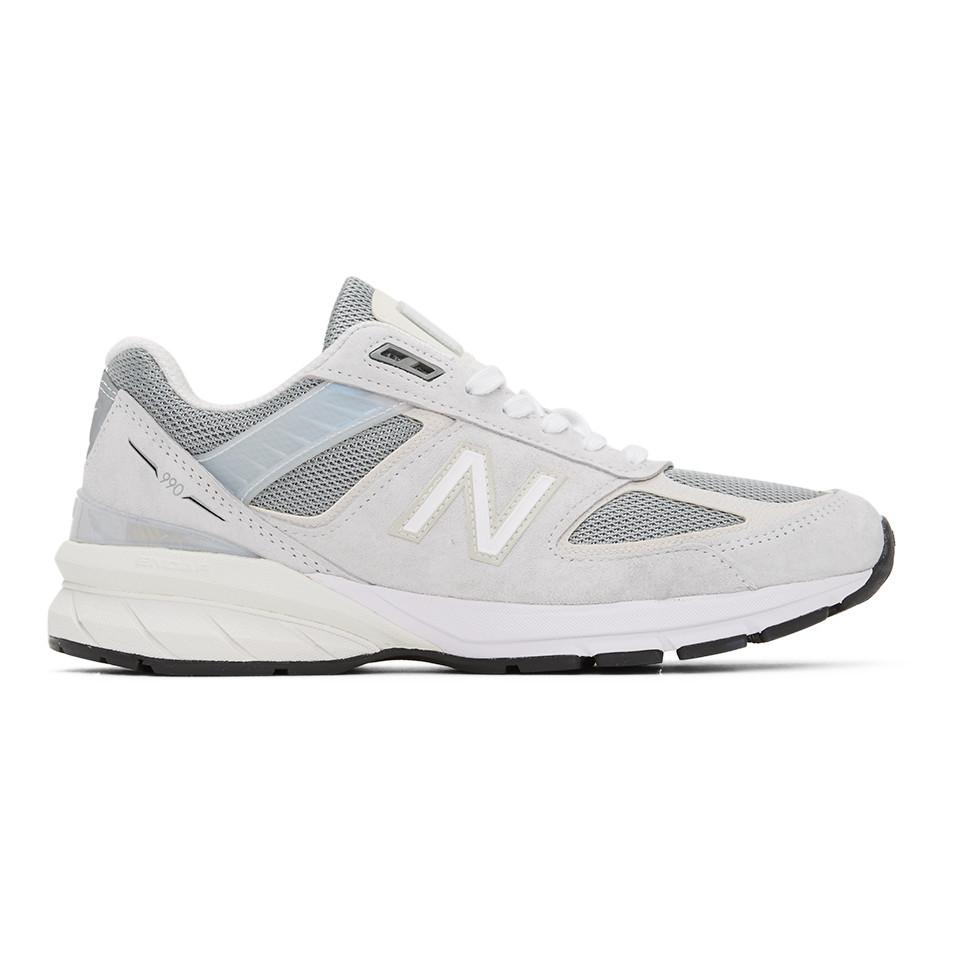 New Balance Suede Grey And Off-white In Us 990 V5 Sneakers in Grey/Beige (Grey) for Men - Lyst