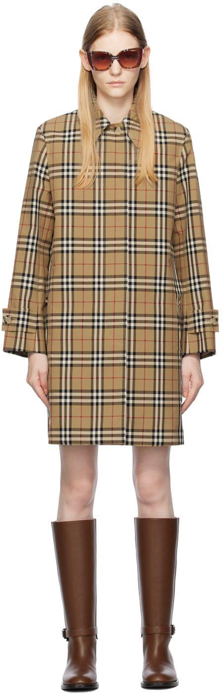 Burberry check-panel Trench Coat - Farfetch