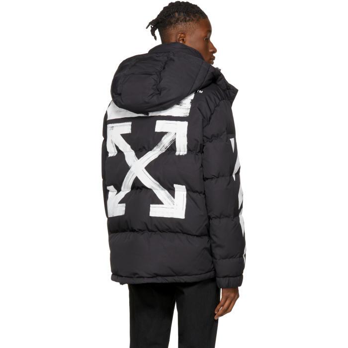 Off-White c/o Virgil Abloh Black Down Brushed Diagonal Jacket for Men | Lyst