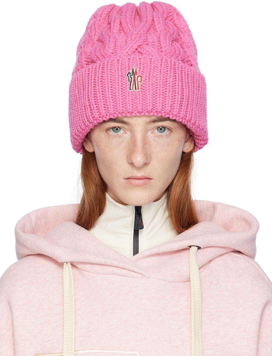 Moncler レディース ピンク ロールド ビーニー キャップ Moncler レディース ピンク ロールド ビーニー キャップ