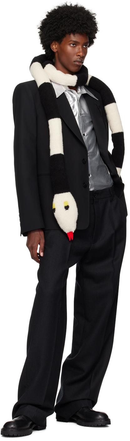 メンズ Walter Van Beirendonck &ホワイト スネーク マフラー ブラック