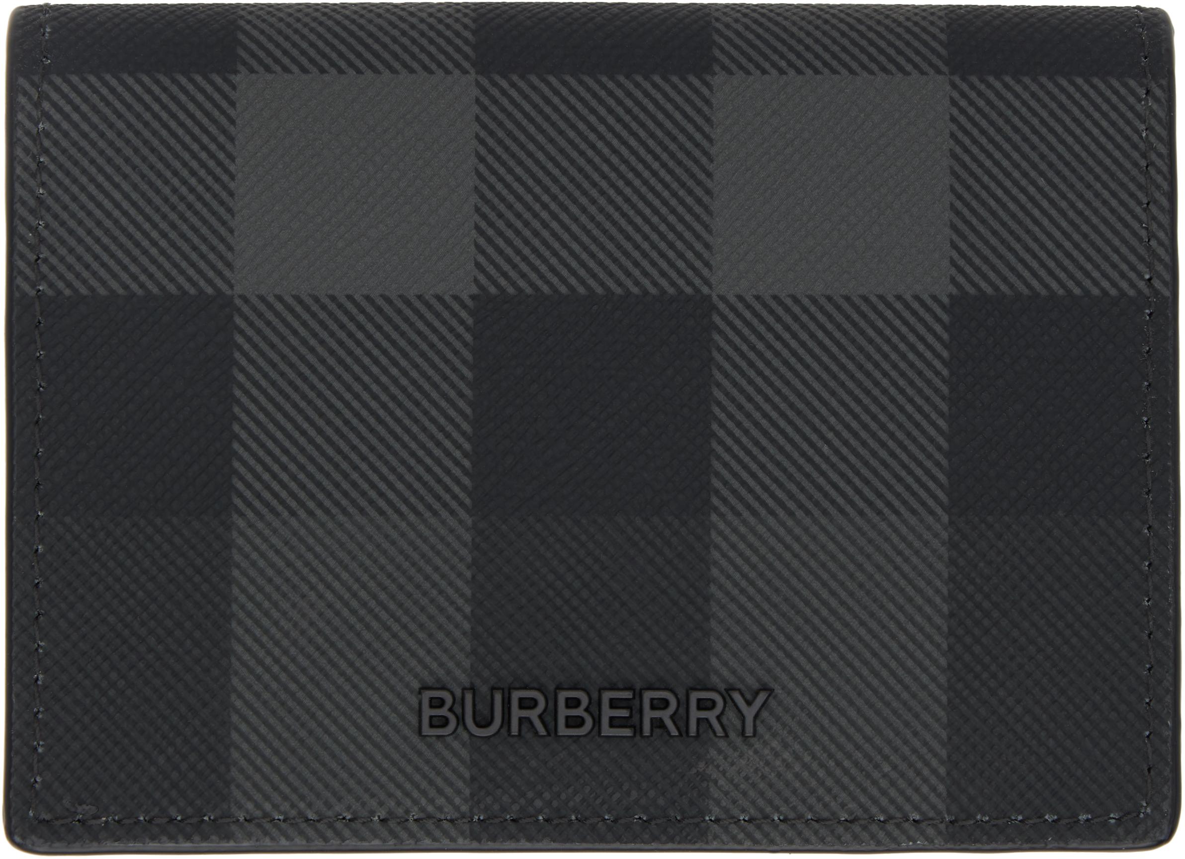 Burberry メンズ ブラック トール チェック カードケース 財布