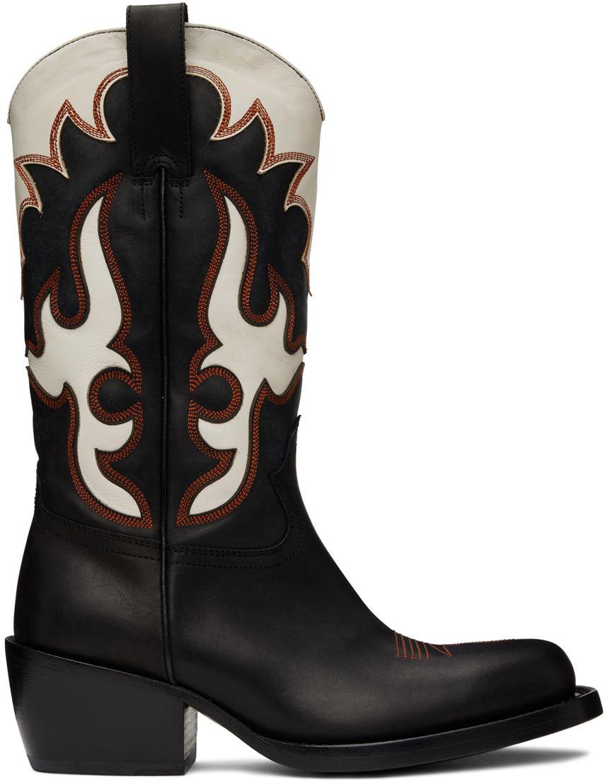 Dries Van Noten Black & White Cowboy Chelsea Boots for Men | Lyst