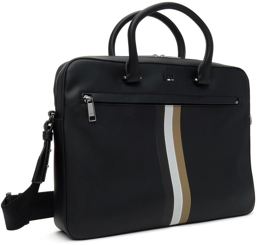 BOSS by HUGO BOSS Black Signature Stripe Faux-leather Briefcase for Men |  Lyst