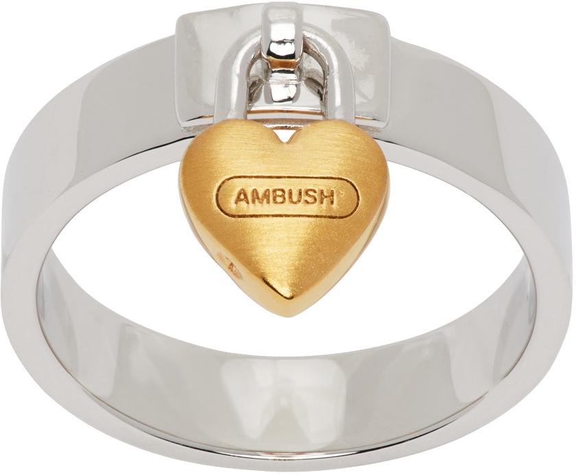 Ambush シルバー Heart Padlock リング メタリック | Lyst