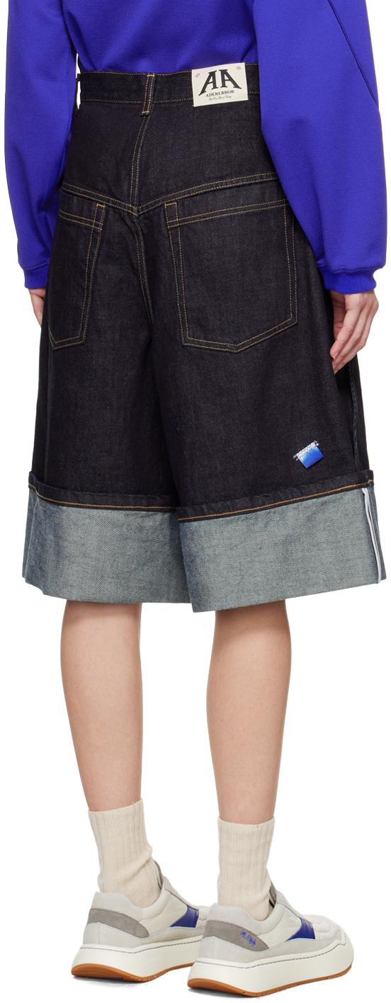 Adererror Contrast Denim Shorts in Black | Lyst