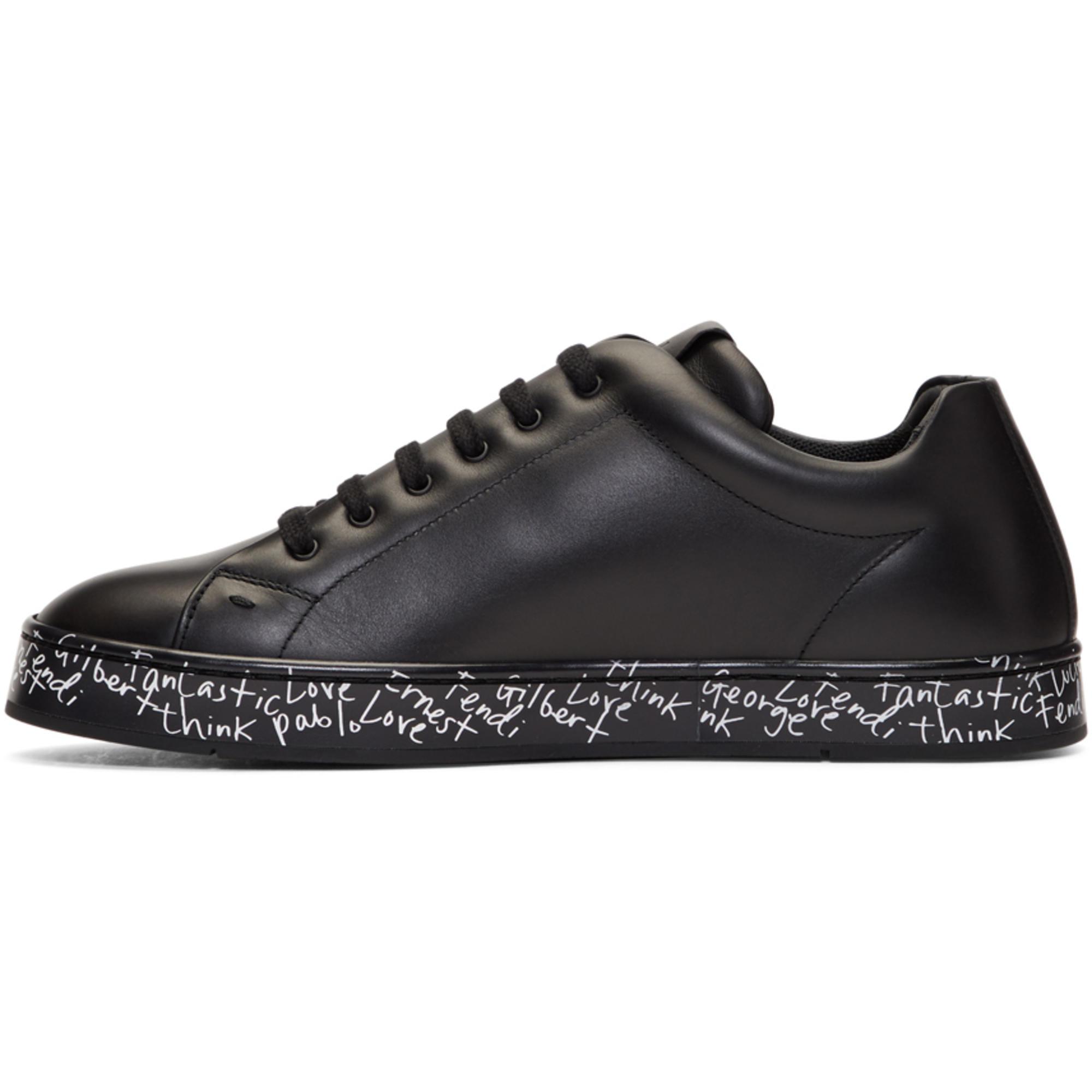 Fendi Leather Black Vocabulary Sneakers 