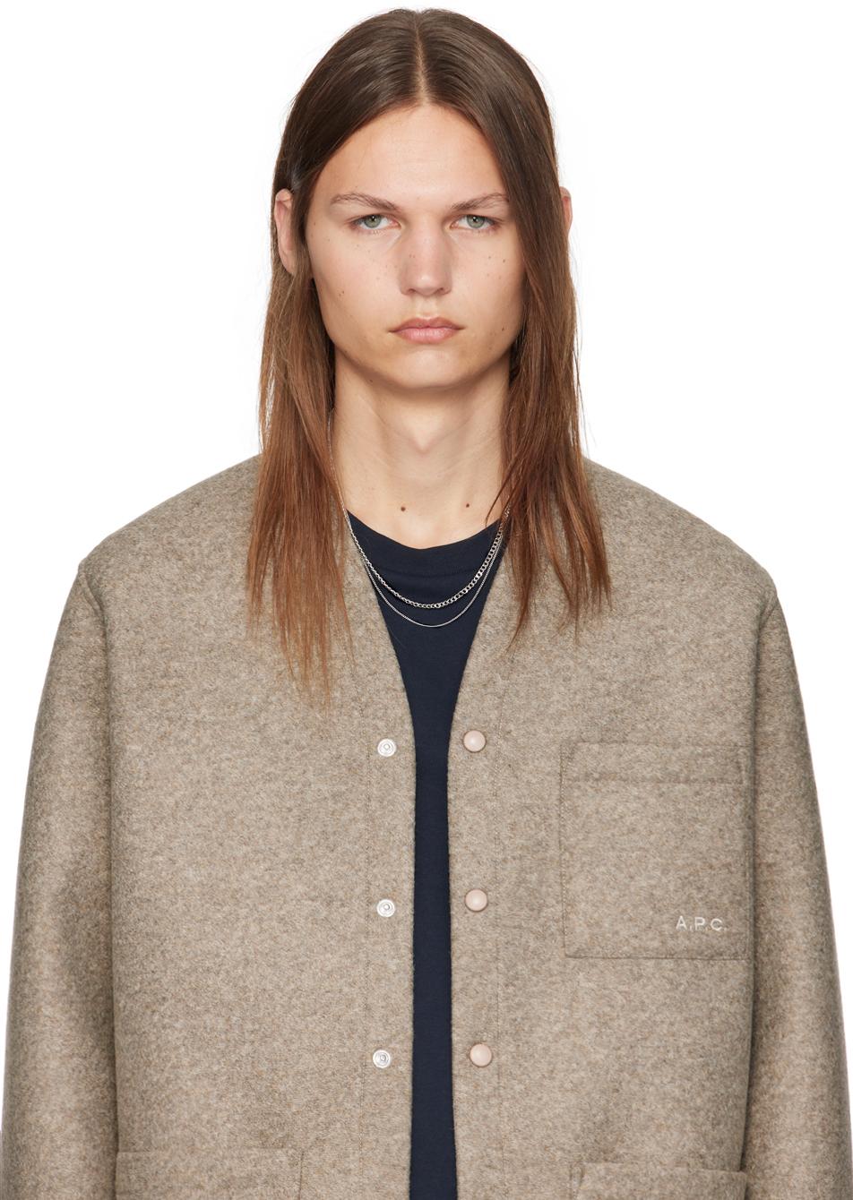 A.P.C. メンズ ホワイト シルバー Minimalist ネックレス ネックレス