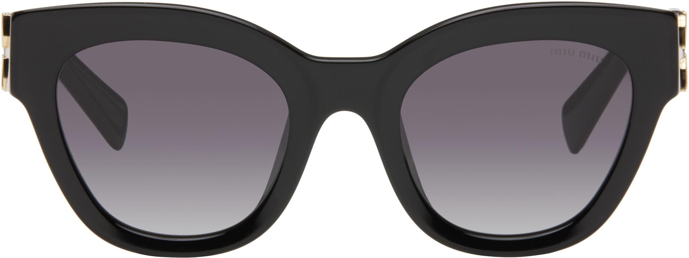 miumiu ブラックキャットアイサングラス ≪Miu Miu≫ ロゴ プレート サングラス キャットアイフレーム 黒