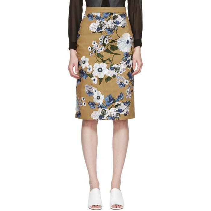 tan embroidered skirt