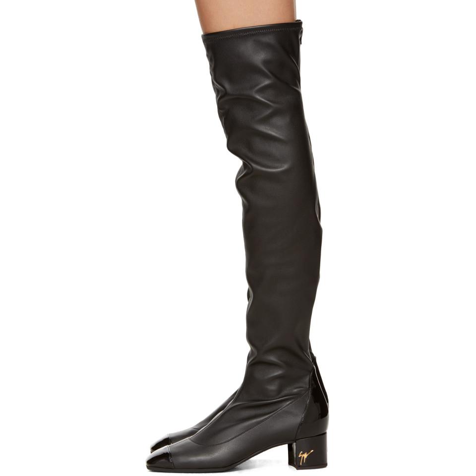 vision Ung dame sandwich Giuseppe Zanotti Black Leather Quad Over-the-knee Boots | Lyst Canada