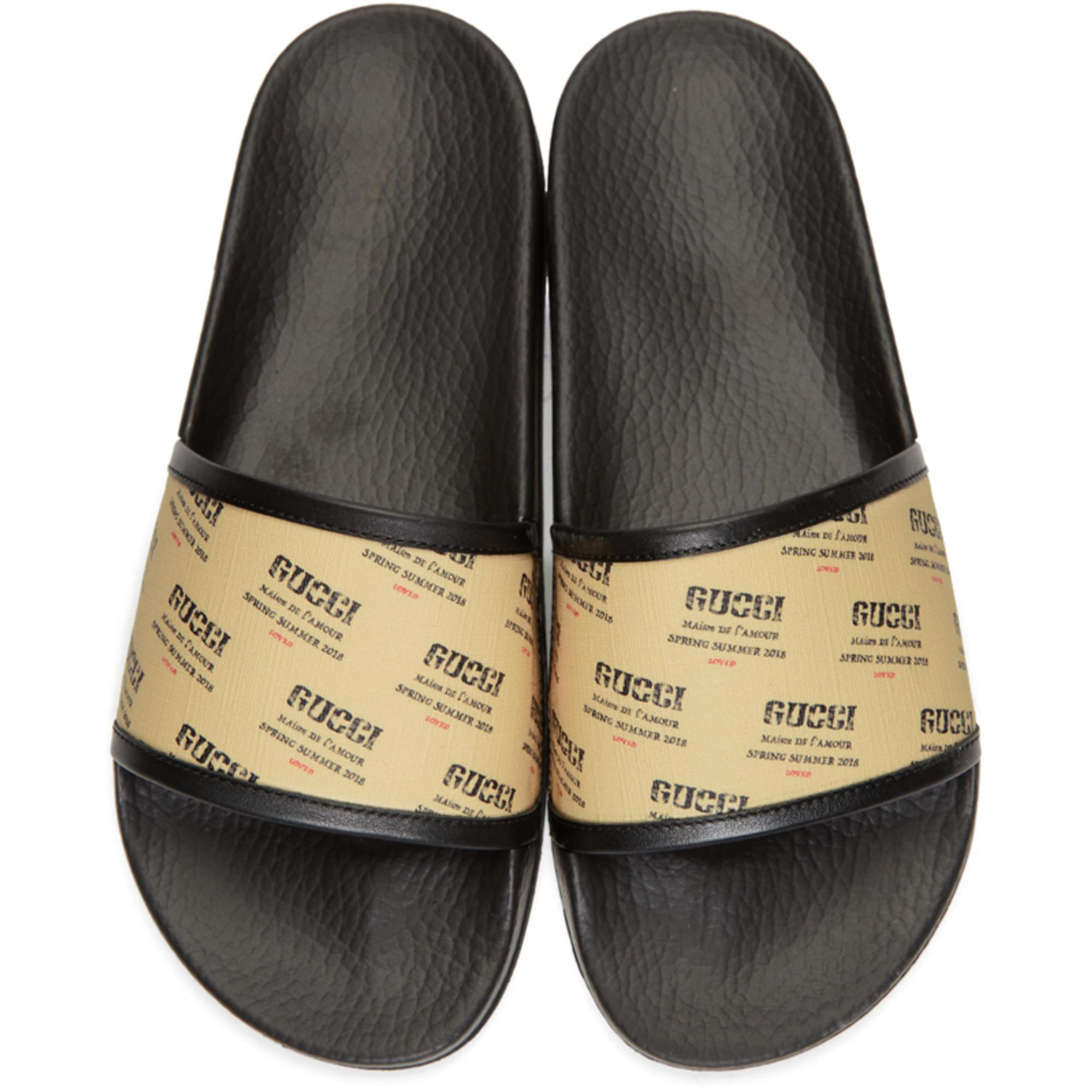 Gucci White Pursuit Printed Rubber Sliders for men